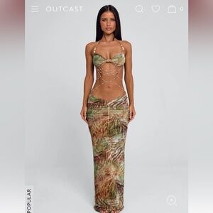 Outcast Catarina maxi dress lagrono sage 2-Piece Chain-Detail Dress Earth Tones